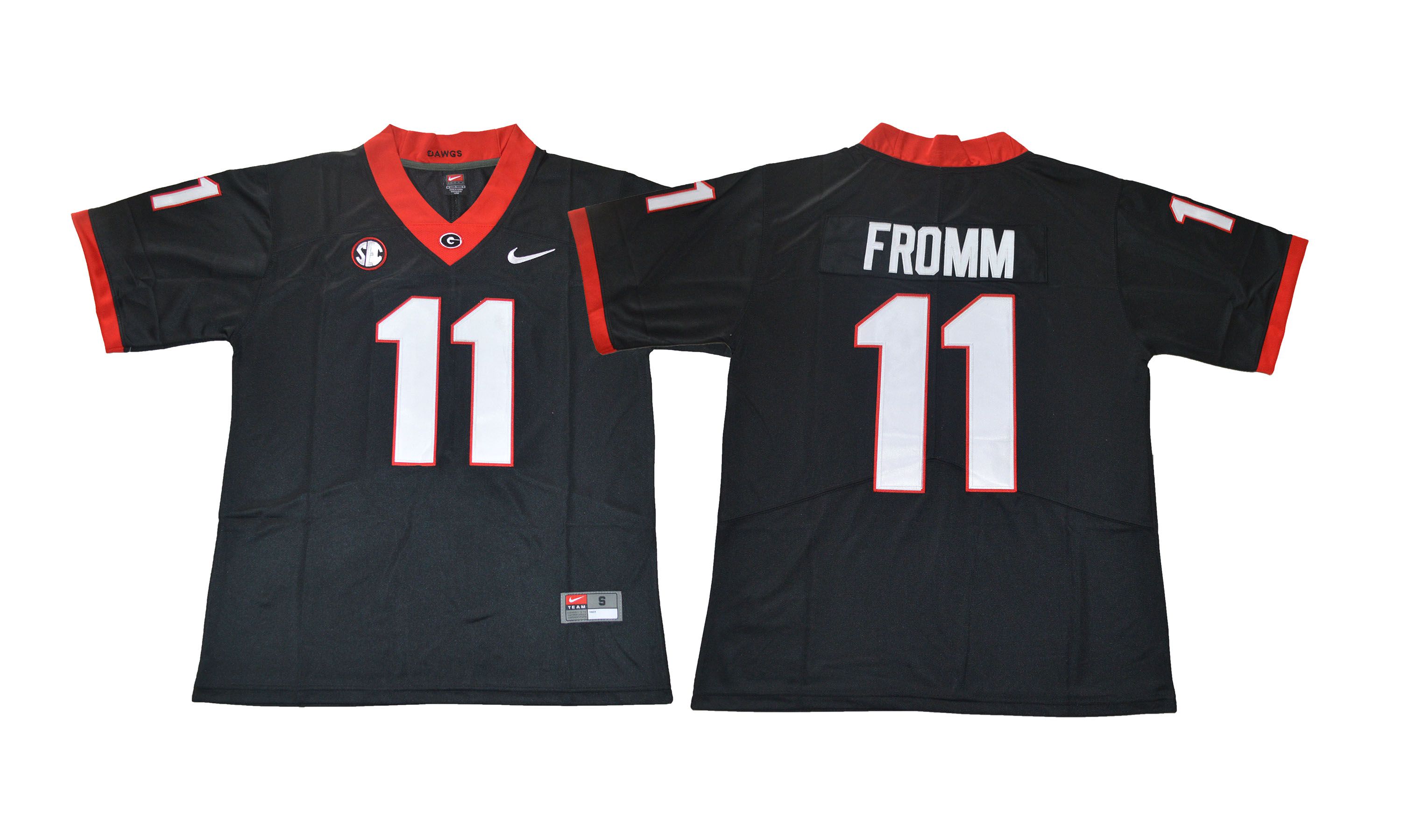 Men NCAA 2017 Georgia Bulldogs 11 Fromm black jersey